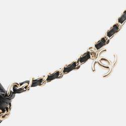 Pre Owned Chanel Black Lambskin Chain Frame Crossbody
