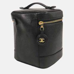 Pre Owned Chanel Black CC Caviar Vanity Case