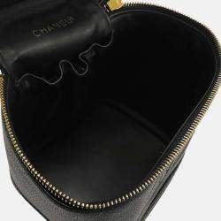 Pre Owned Chanel Black CC Caviar Vanity Case