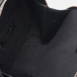 Pre Owned Chanel Black Quilted Lambskin Oval Logo Chain Top Handle Round Clutch on Chain