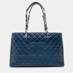 Pre Owned Chanel Blue Caviar Grand Shopping Tote XL