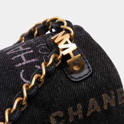 Pre Owned Chanel Black Medium Quilted Denim Mood Flap
