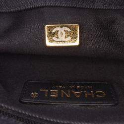 Pre Owned Chanel Black Medium Quilted Denim Mood Flap