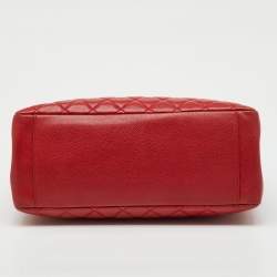 Pre Owned Chanel Red Quilted Caviar Leather GST Shopper Tote