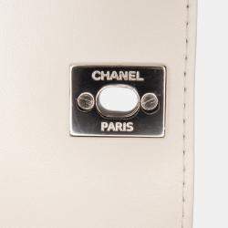 Pre Owned Chanel White Small Calfskin Braided Chic Flap