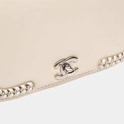 Pre Owned Chanel White Small Calfskin Braided Chic Flap
