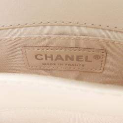 Pre Owned Chanel White Small Calfskin Braided Chic Flap