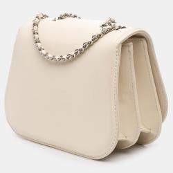 Pre Owned Chanel White Small Calfskin Braided Chic Flap