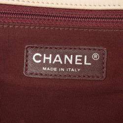 Pre Owned Chanel Beige Black CC Bicolor Quilted Calfskin and Caviar Single Flap