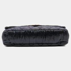 Pre Owned Chanel Black Extra Large CC Quilted Satin Single Flap Bag