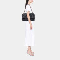 Pre Owned Chanel Black Extra Large CC Quilted Satin Single Flap Bag
