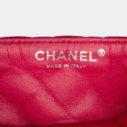 Pre Owned Chanel Pink Quilted Jersey East West Single Flap Bag