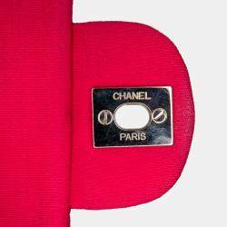 Pre Owned Chanel Pink Quilted Jersey East West Single Flap Bag