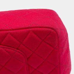Pre Owned Chanel Pink Quilted Jersey East West Single Flap Bag