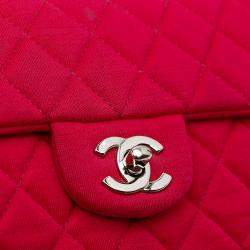 Pre Owned Chanel Pink Quilted Jersey East West Single Flap Bag