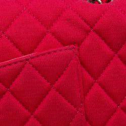 Pre Owned Chanel Pink Quilted Jersey East West Single Flap Bag