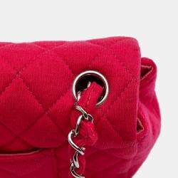 Pre Owned Chanel Pink Quilted Jersey East West Single Flap Bag