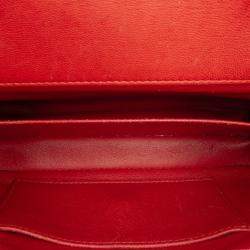 Pre Owned Chanel Red Extra Mini Rectangular Classic Lambskin Single Flap Bag