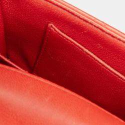 Pre Owned Chanel Red Extra Mini Rectangular Classic Lambskin Single Flap Bag