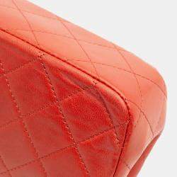 Pre Owned Chanel Red Extra Mini Rectangular Classic Lambskin Single Flap Bag