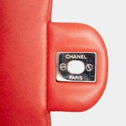 Pre Owned Chanel Red Extra Mini Rectangular Classic Lambskin Single Flap Bag