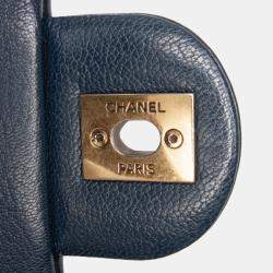 Pre Owned Chanel Navy Blue Paris-Salzburg Small Patent and Goatskin CC Eyelet Flap Bag