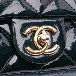 Pre Owned Chanel Navy Blue Paris-Salzburg Small Patent and Goatskin CC Eyelet Flap Bag