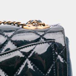 Pre Owned Chanel Navy Blue Paris-Salzburg Small Patent and Goatskin CC Eyelet Flap Bag