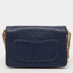 Pre Owned حقيبة شانيل كوكو كبيرة جلد مبطن أزرق كحلي و شامواه