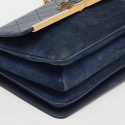 Pre Owned حقيبة شانيل كوكو كبيرة جلد مبطن أزرق كحلي و شامواه