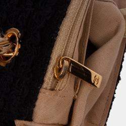 Pre Owned Chanel Black Medium Classic Tweed Single Flap Bag