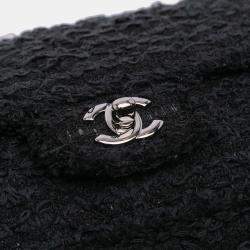 Pre Owned Chanel Black Medium Classic Tweed Single Flap Bag