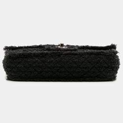 Pre Owned Chanel Black Medium Classic Tweed Single Flap Bag