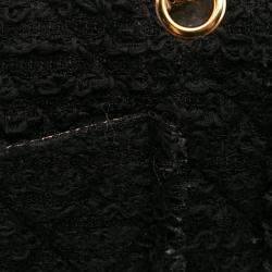 Pre Owned Chanel Black Medium Classic Tweed Single Flap Bag