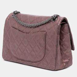 Pre Owned Chanel Pink Reissue 2.55 Aged Metallic Calfskin Double Flap Bag 226