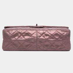 Pre Owned Chanel Pink Reissue 2.55 Aged Metallic Calfskin Double Flap Bag 226