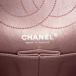 Pre Owned Chanel Pink Reissue 2.55 Aged Metallic Calfskin Double Flap Bag 226