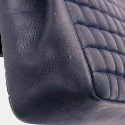 Pre Owned Chanel Blue Chocolate Bar Iridescent Calfskin Bubble Flap