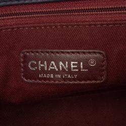 Pre Owned Chanel Blue Chocolate Bar Iridescent Calfskin Bubble Flap