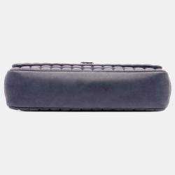 Pre Owned Chanel Blue Chocolate Bar Iridescent Calfskin Bubble Flap