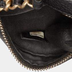 Pre Owned Chanel Black Caviar CC Filigree Round Clutch with Chain