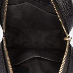 Pre Owned Chanel Black Caviar CC Filigree Round Clutch with Chain