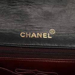 Pre Owned Chanel Black CC Quilted Lambskin Full Single Flap