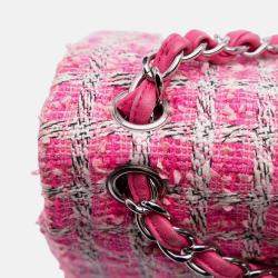 Pre Owned Chanel Pink Jumbo Classic Tweed Double Flap
