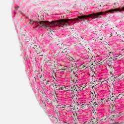 Pre Owned Chanel Pink Jumbo Classic Tweed Double Flap