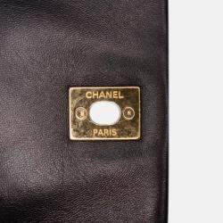 Pre Owned Chanel Black Small Quilted Lambskin Resin Pearl Chain Flap