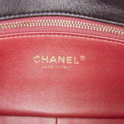 Pre Owned Chanel Black Small Quilted Lambskin Resin Pearl Chain Flap