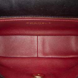 Pre Owned Chanel Black Small Quilted Lambskin Resin Pearl Chain Flap