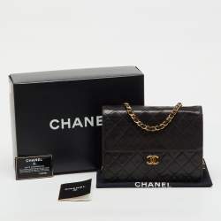 Pre Owned Chanel Black Quilted Leather CC Square Single Flap Bag