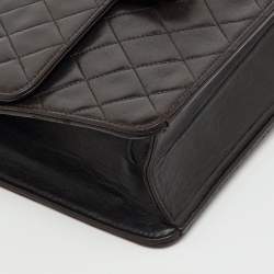 Pre Owned Chanel Black Quilted Leather CC Square Single Flap Bag